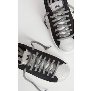 P448 Womens John Sneakers 10.5 41 Black Leopard Sporty Chic Low Top Leather